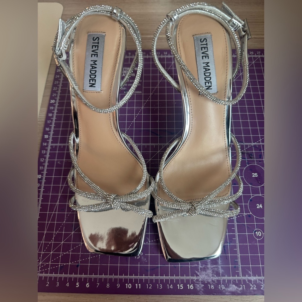 Steve Madden Silver Strappy Heels